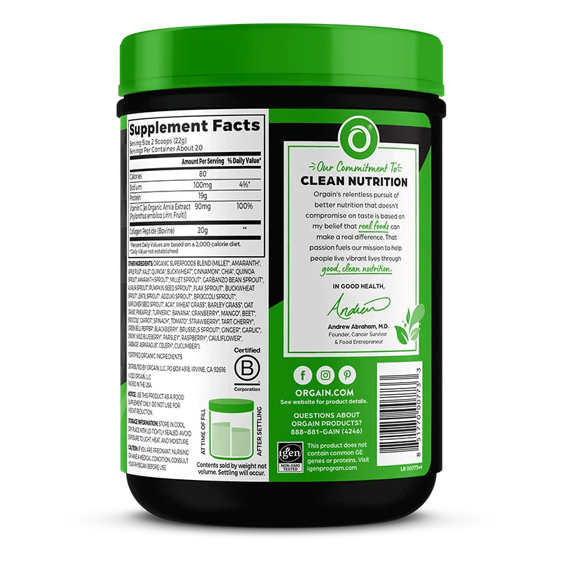 Grass-Fed Pasture Raised Collagen Peptides + Superfoods Powder
